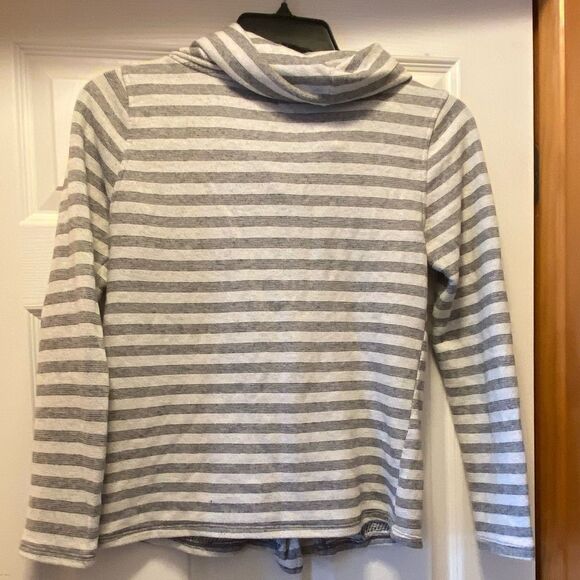 Maurice’s Cowl Neck ~ Button Collar Open Front Striped Cardigan Sweatshirt - Picture 2 of 7